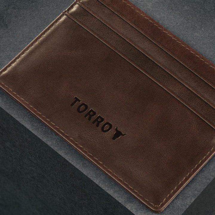 TORRO Kartenhalter- Kreditkartenhalter aus echtem Leder, Slim Wallet, kompatibel mit kontaktlosen Tr