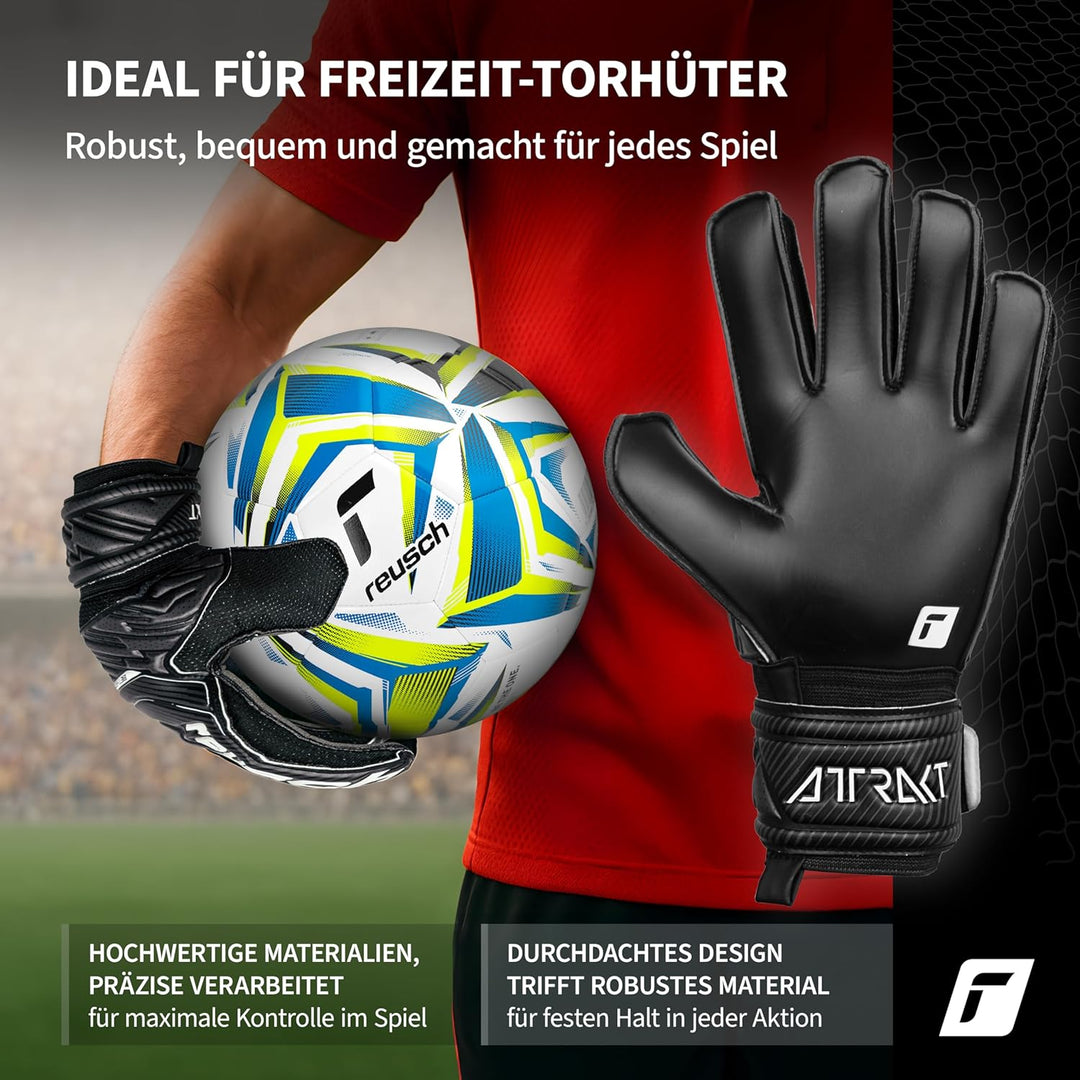 Reusch Herren Attrakt Unisex Torwarthandschuhe mit Aussennaht Schnitt und Solid Belag, Geeignet für