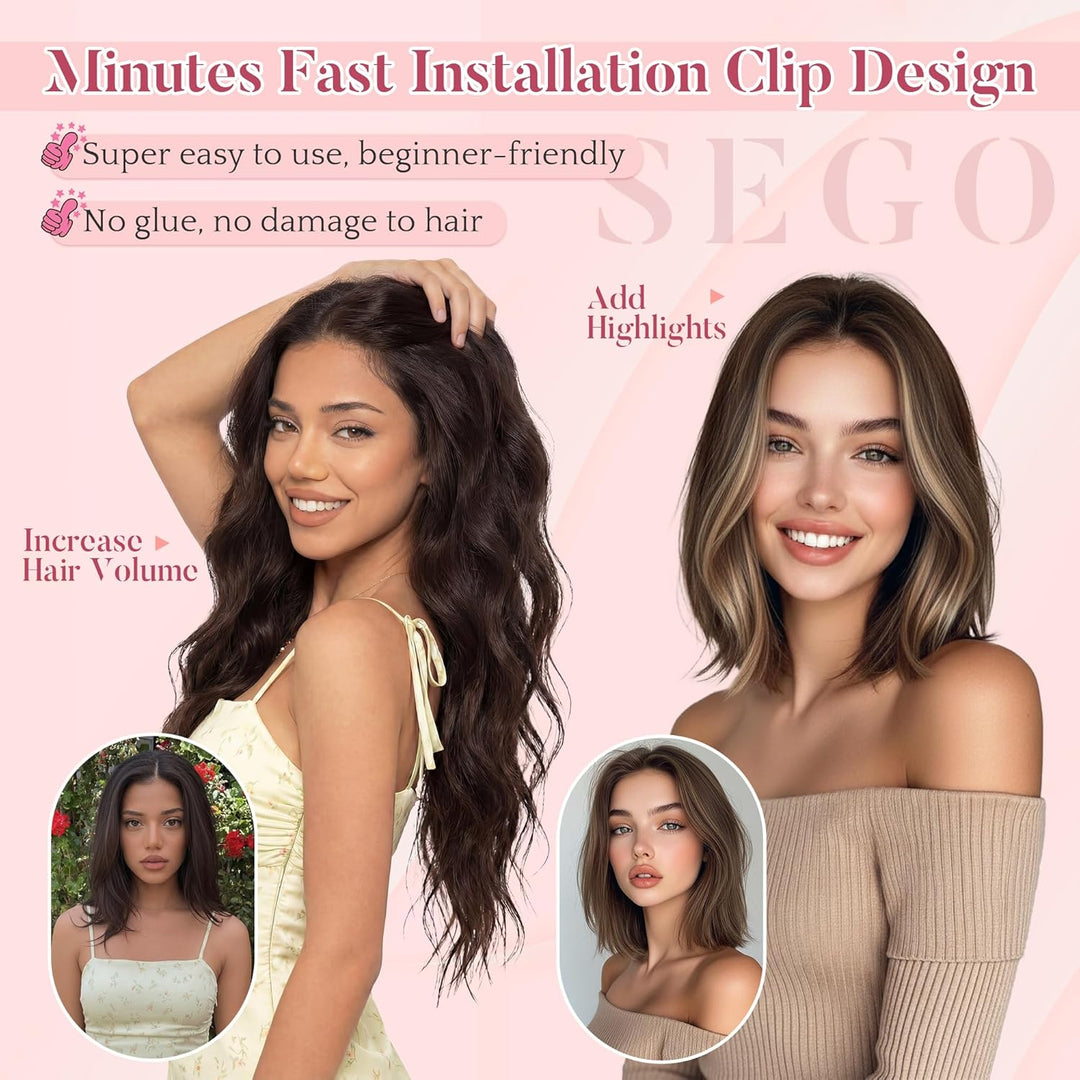 SEGO Clip in Extensions Echthaar Extensions Clip 5 Stück 7 Clips Human Hair Extensions Remy Echthaar