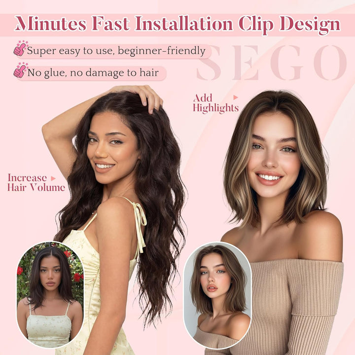 SEGO Clip in Extensions Echthaar Extensions Clip 5 Stück 7 Clips Human Hair Extensions Remy Echthaar