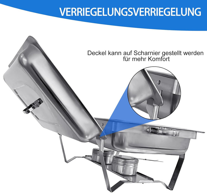 Chafing Dish Profi Set Toulouse, Edelstahl Warmhaltebehälter, Speisewärmer, Rechaud, Chafing Dishes