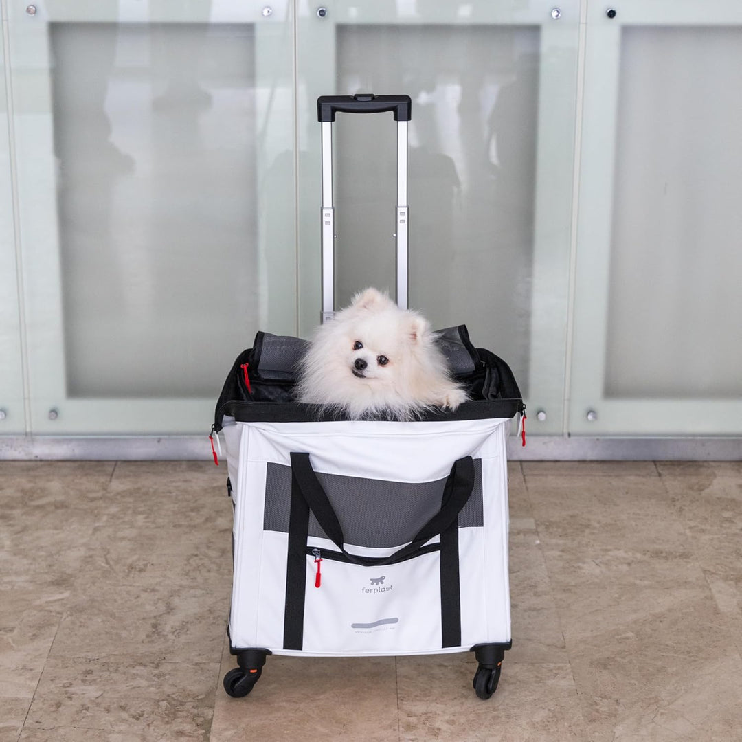Ferplast Hundebox Voyager Trolley, Transportbox Katze, Hundetasche, ausziehbarer Griff, verstellbare