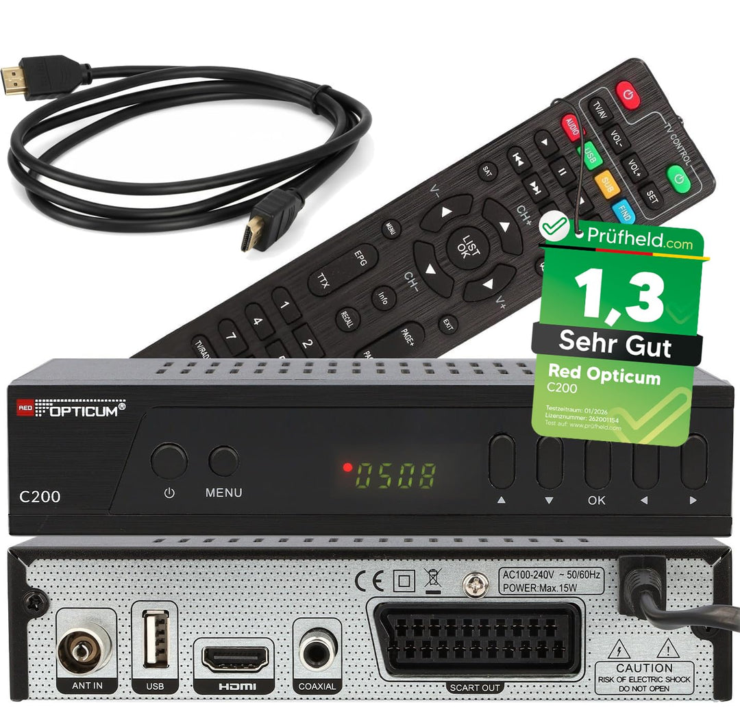 RED OPTICUM C200 HD Kabelreceiver mit Aufnahmefunktion PVR I Digitaler Kabel-Receiver HD - EPG - HDM