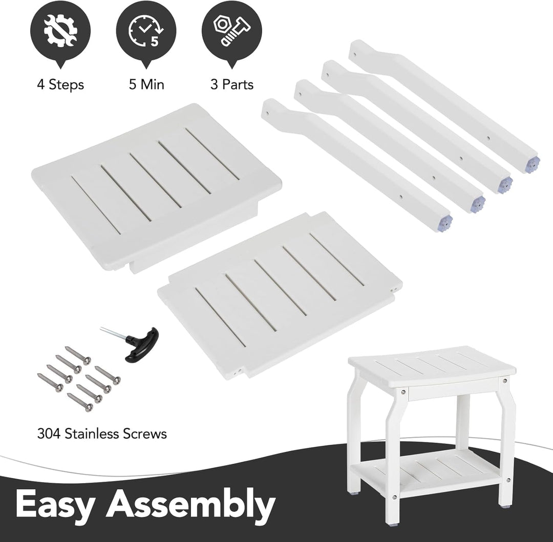NALONE Beistelltisch Duschhocker, HDPE Badhocker modern Design 2-Tier badezimmerhocker mit rutschfes