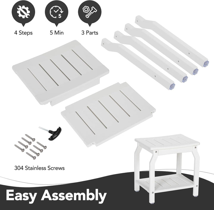 NALONE Beistelltisch Duschhocker, HDPE Badhocker modern Design 2-Tier badezimmerhocker mit rutschfes