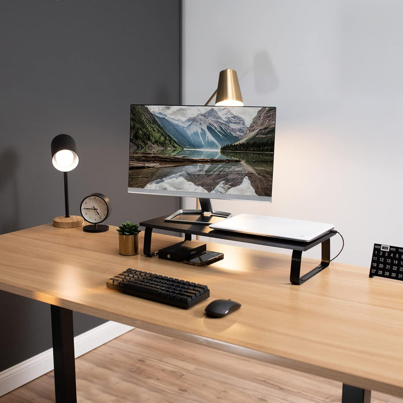 VIVO Monitorständer, 61 cm (24 Zoll), Holz und Stahl, Desktop-Erhöhung, Bildschirm, Tastatur, Laptop