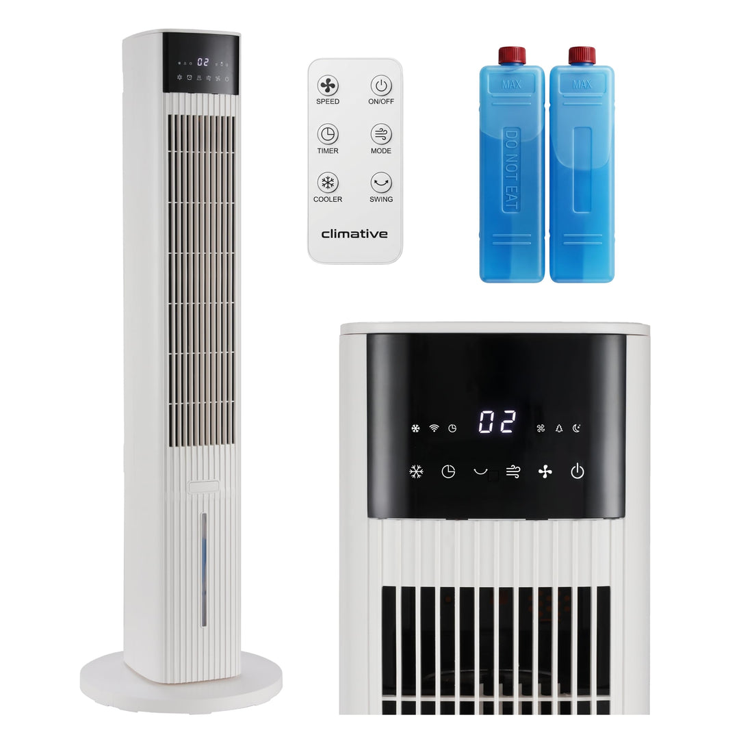 Ventilator mit Wasserkühlung CoolAir, WiFi, 5L, Aromafach, 2x Kühlakkus, 65W, Oszillation, Cooler Fa