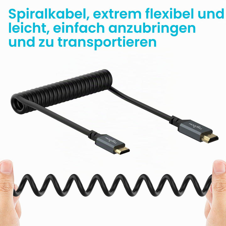 Twozoh Mini HDMI auf HDMI Spiral kabel, Mini HDMI auf Full HDMI Kabel für Projektor, Monitor, Camcor
