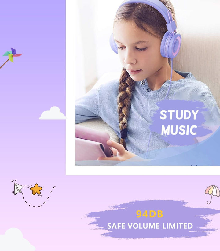 Upgrade USB Typ C Kinder Kopfhörer für die Schule, 94 dB sichere Lautstärke begrenzt, HD-Stereo-Soun