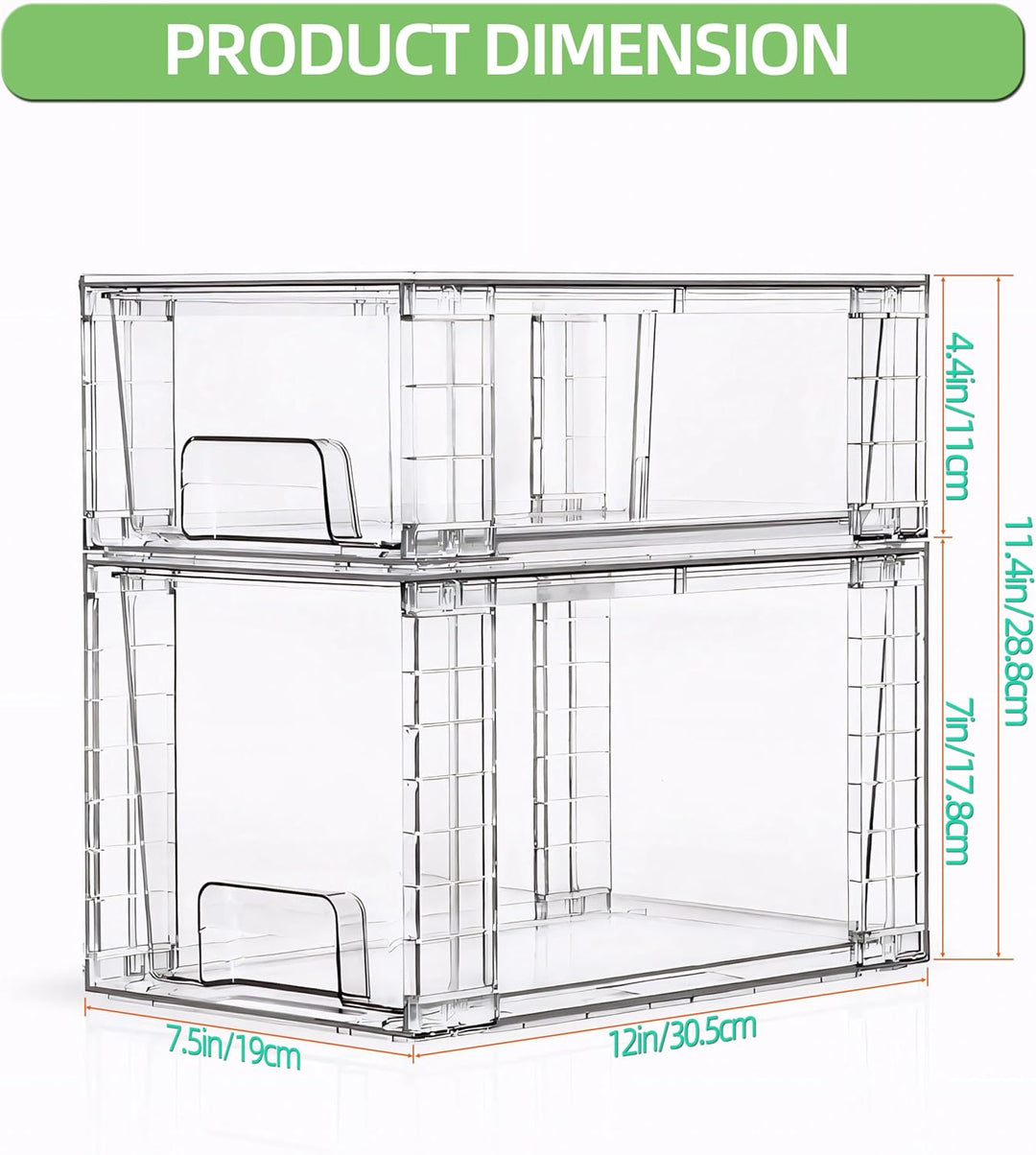 4er Set Stapelbare Aufbewahrungsschubladen, Hochfeste Klare Acryl Organizer mit Griffen Leicht Monti