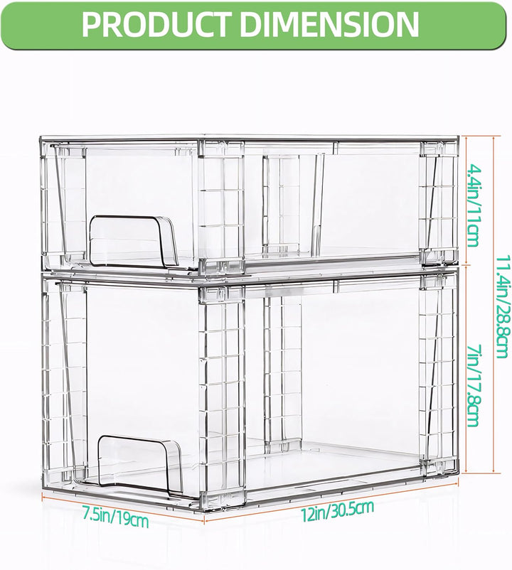 4er Set Stapelbare Aufbewahrungsschubladen, Hochfeste Klare Acryl Organizer mit Griffen Leicht Monti
