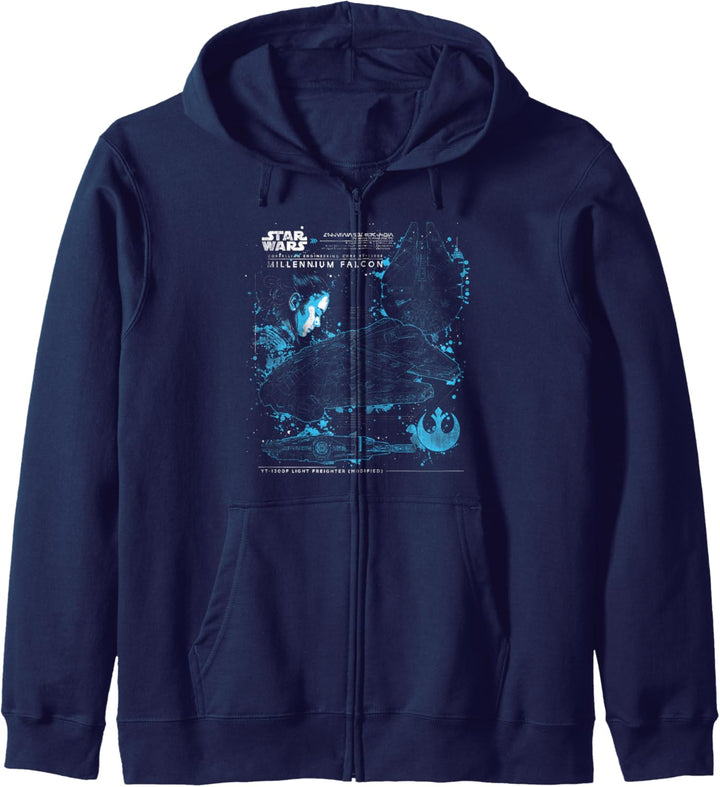 Star Wars Last Jedi Rey Millennium Falcon Schematic Kapuzenjacke