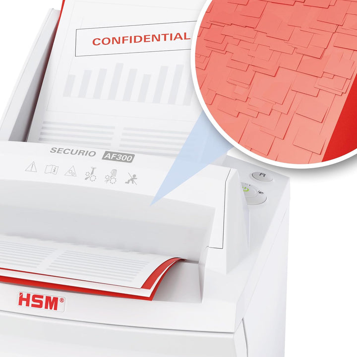 HSM SECURIO AF300 Office Autofeed Aktenvernichter, Sicherheitsstufe P5, Partikelschnitt, 300 Blatt a