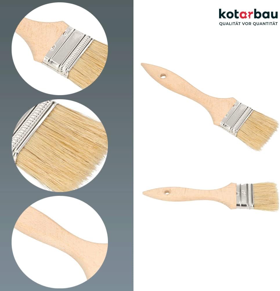 KOTARBAU Farbpinsel Mit Holzgriff Alle Grössen Flachpinsel Beizen Lasur Farben Malerpinsel Streichen