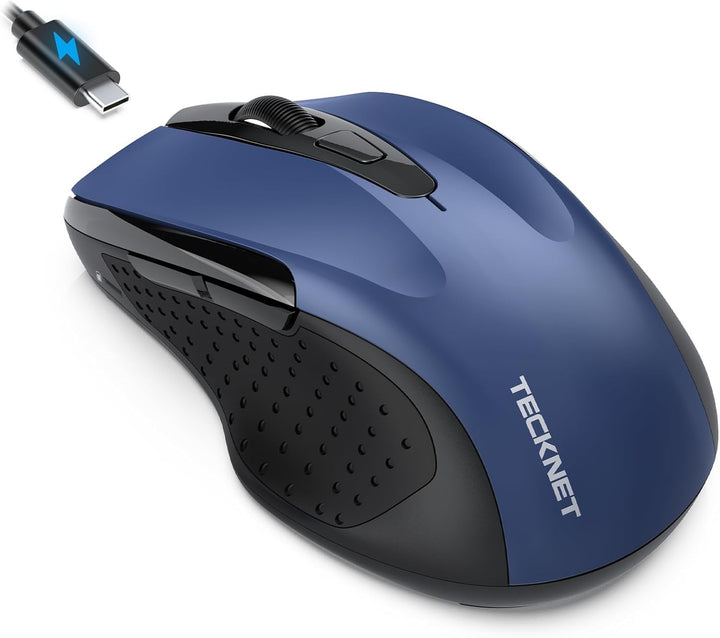 TECKNET Bluetooth Maus mit Jiggler, Wiederaufladbare Maus Kabellos(DREI Modi: BT 5.0/3.0 + 2.4G), 48