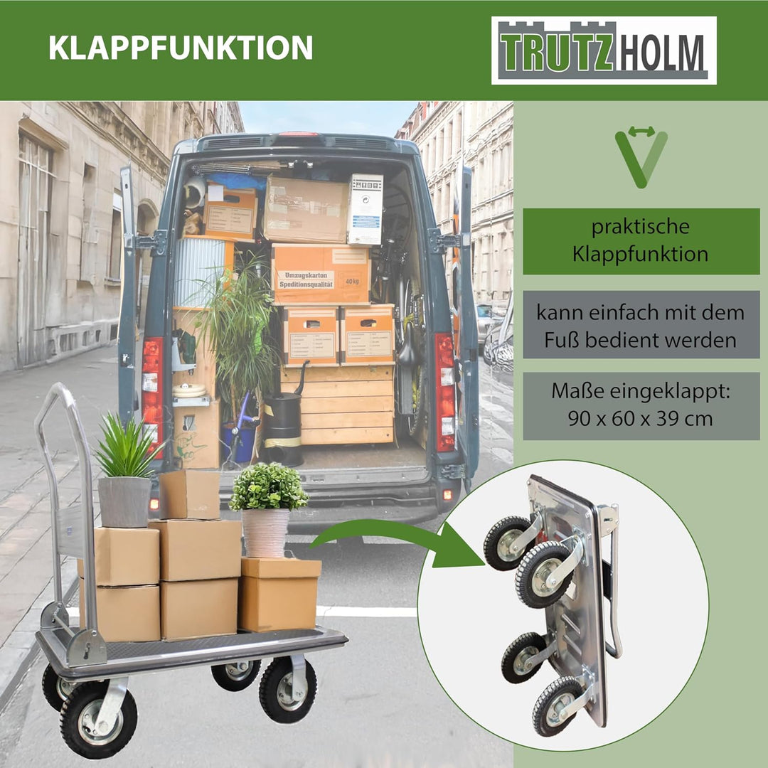Plattformwagen 300 kg luftbereift Transportwagen Handwagen Paketwagen Transporthilfe mit Lenkrollen