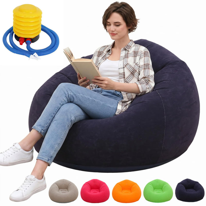 Yuragim Aufblasbarer Sitzsack mit Luftpumpe, 105x60cm Aufblasbarer Sessel Waschbar Air Sofa Bean Bag