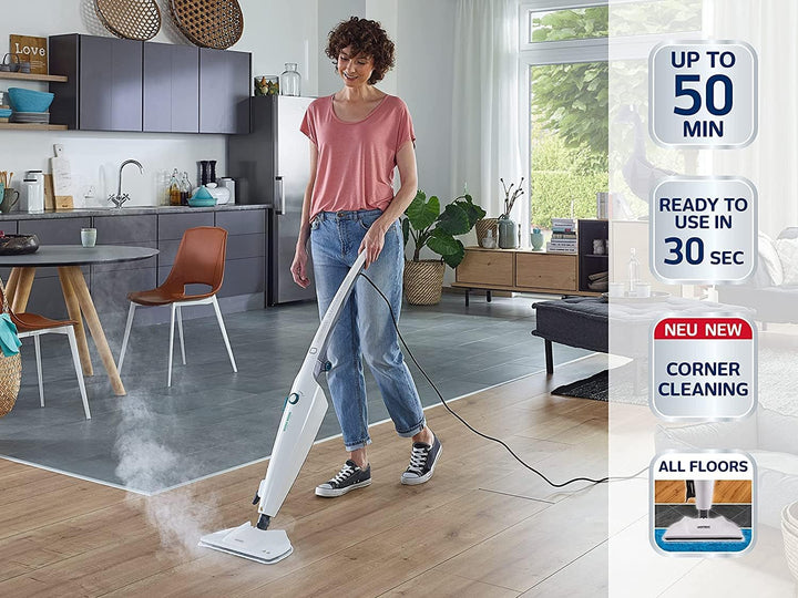 Leifheit Dampfreiniger CleanTenso Power 2.0 mit heissem Wasserdampf gegen Bakterien, Dampfmop mit ku