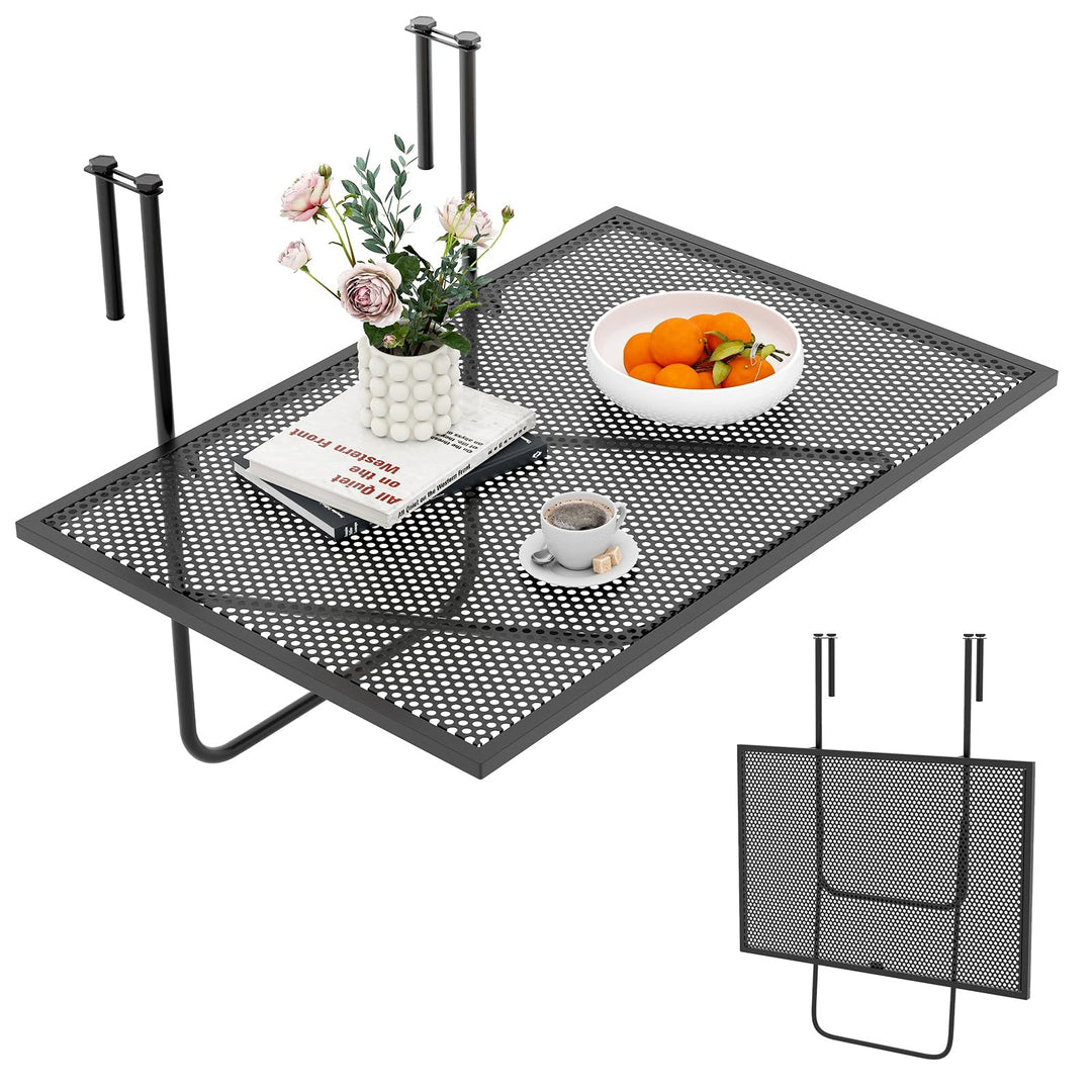 COSTWAY Balkontisch klappbar, Balkonhängetisch zum Einhängen, Klapptisch aus Metall, rechteckiger Hä