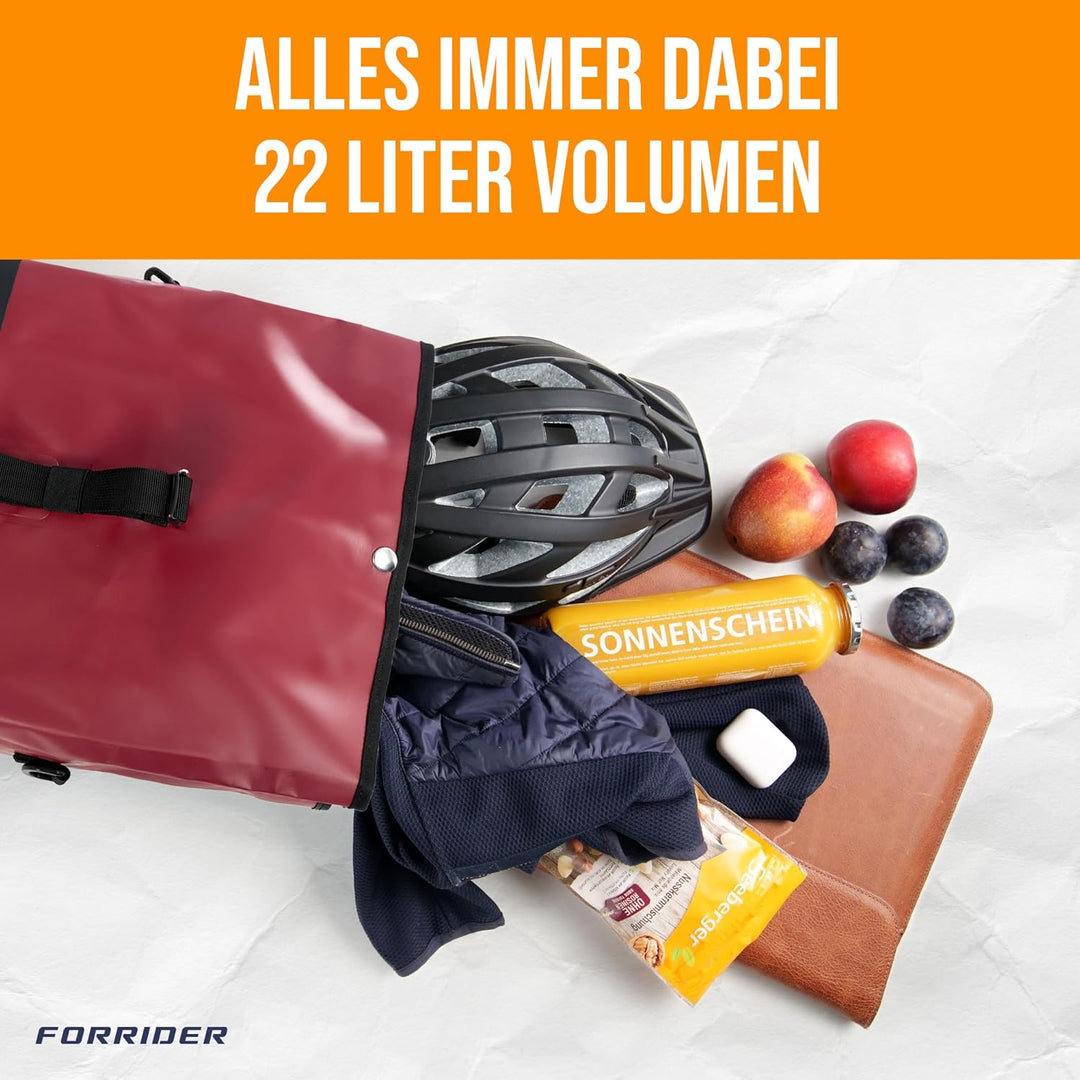 Forrider Fahrradtasche Wasserdicht für Gepäckträger [22L Volumen] mit Schultergurt | Gepäckträgertas