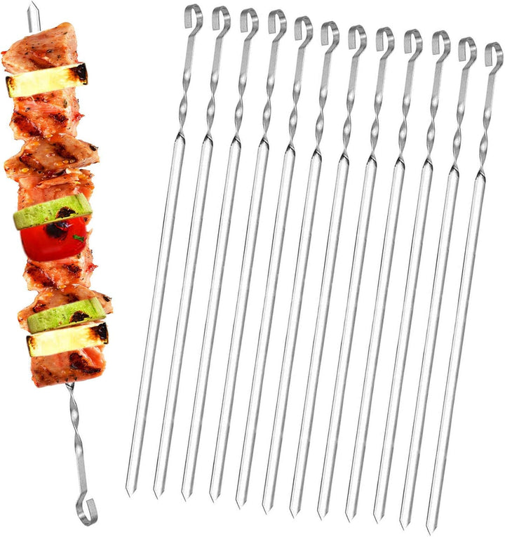 Homealexa 20 Stücke Grillspiesse, Grill Kabob Spiesse 37,5cm Edelstahl Lange Spiesse Schaschlikspies