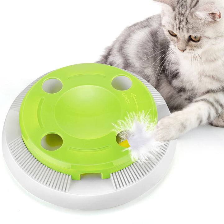 PETTOM Katzenspielzeug Elektrisch, Katzenspielzeug Selbstbeschäftigung Automatisch Batterieberieben,