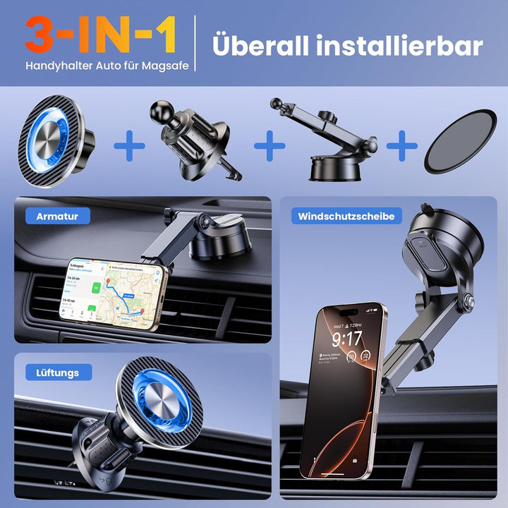 Handyhalterung Auto Saugnapf Für MagSafe Autohalterung Magnetische Handy Halterung Auto [2026 Upgrad