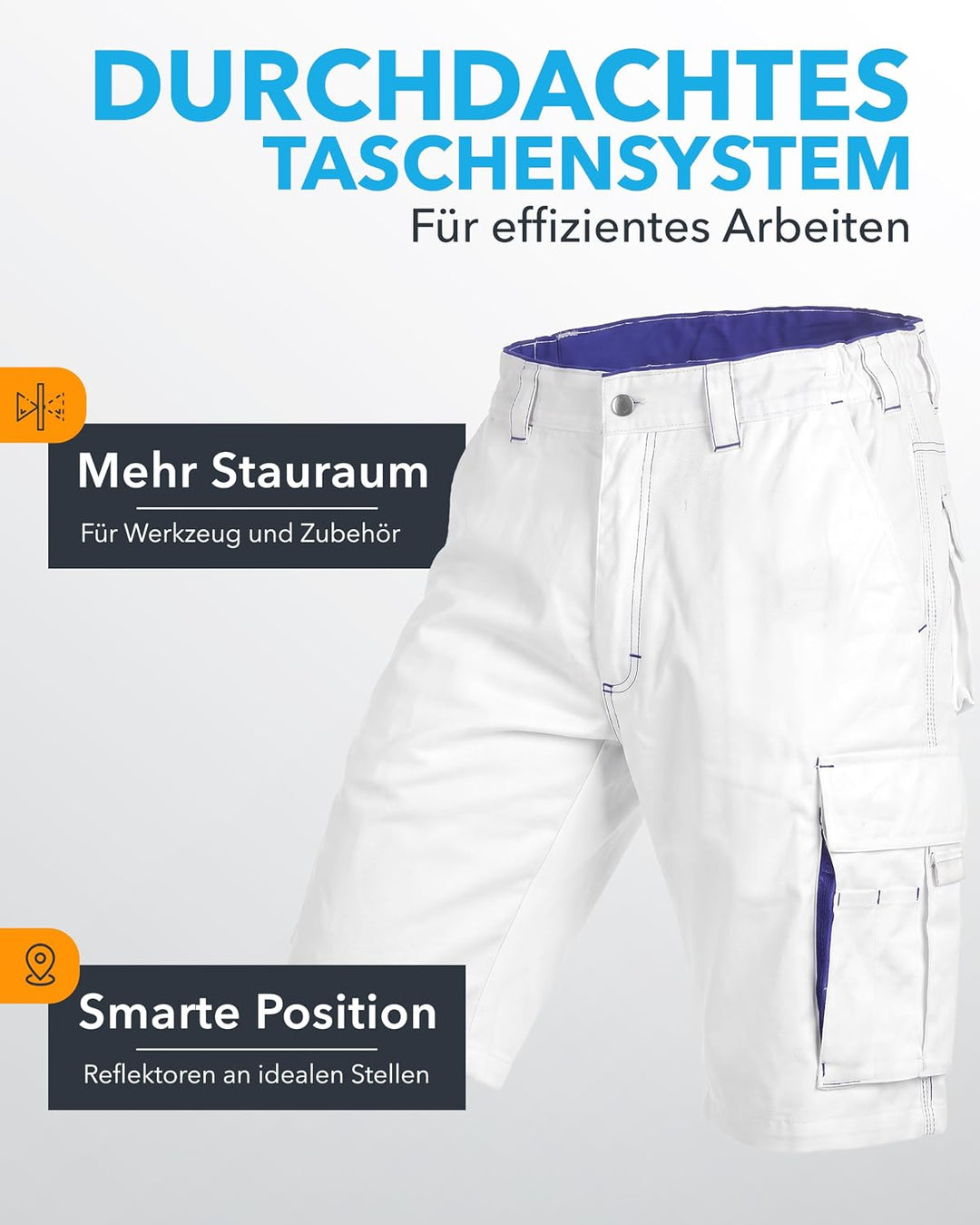 TMG Arbeitsshorts Herren Finesse - leichte Cargo Bundhose kurz aus robustem Baumwoll-Polyester-Mix m