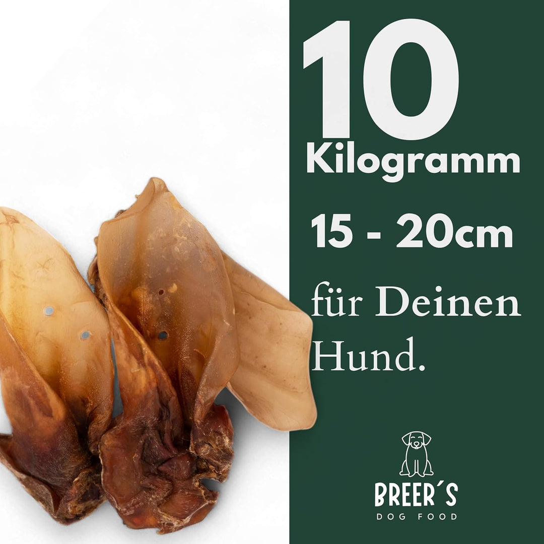 BREERs Getrocknete Rinderohren mit Muschel für Hunde 10 Kg aus eigener Deutscher Herstellung, Kauart