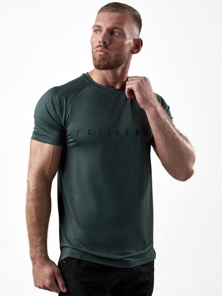 Satire Gym - Sport Shirt Männer atmungsaktiv - enganliegendes & schnelltrocknendes Fitness Tshirt He