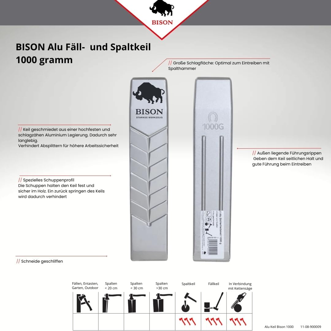 Bison Sicherheits-Fällkeil Aluminium 1050 g, 11-08-900009 Alu-Spaltkeil 1050g, Alu-Spaltkeil 1050g