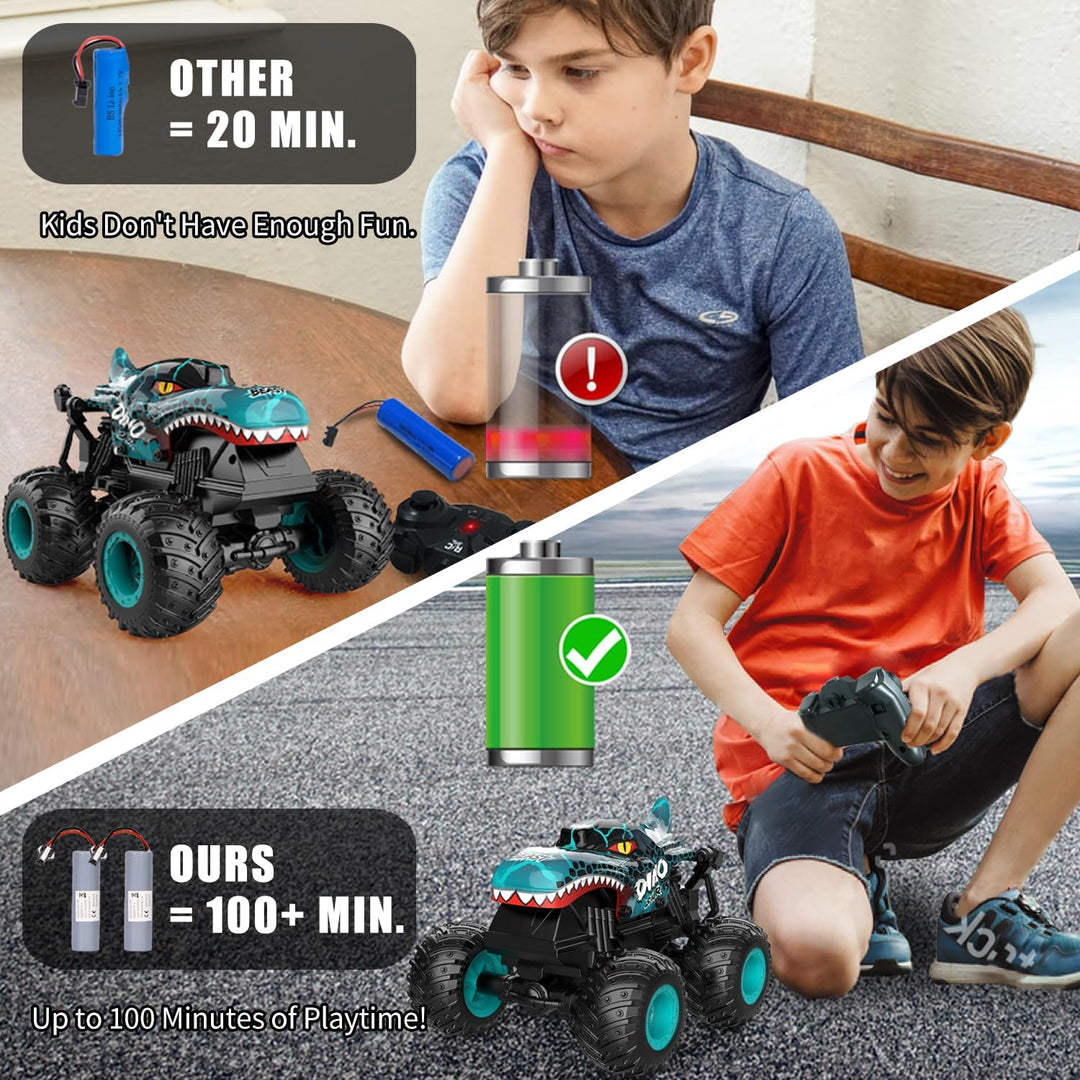 Monstertruck Ferngesteuert, 2,4GHz 20 km/h Ferngesteuertes Auto Dinosaurier ab 3 4 5 6 8 10 Jahre, 1