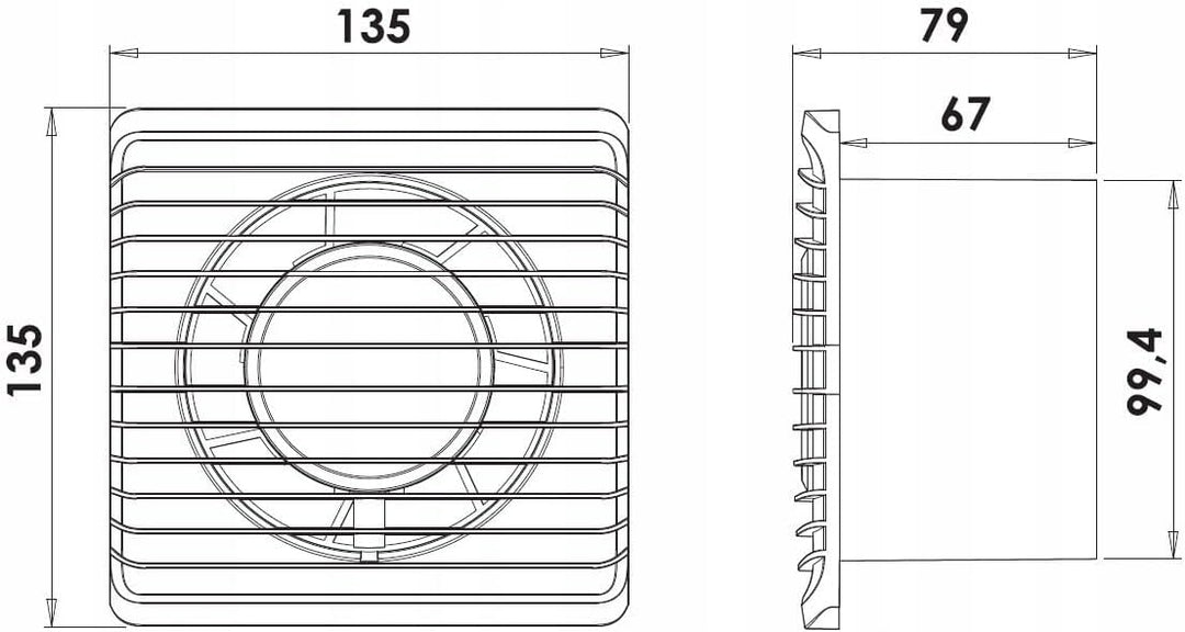 F.H. ANA Badlüfter Wandlüfter Ventilator Ø 100 mm Nachlauf/Timer - Weiss (Funktion: Nachlauf/Timer,