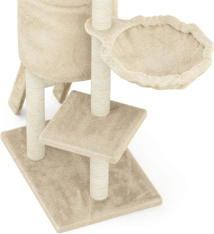 Beltom® KRATZBAUM KATZENKRATZBAUM KLETTERBAUM KATZENBAUM SPIELBAUM 140 cm. Park Spiele - Beige, Beig
