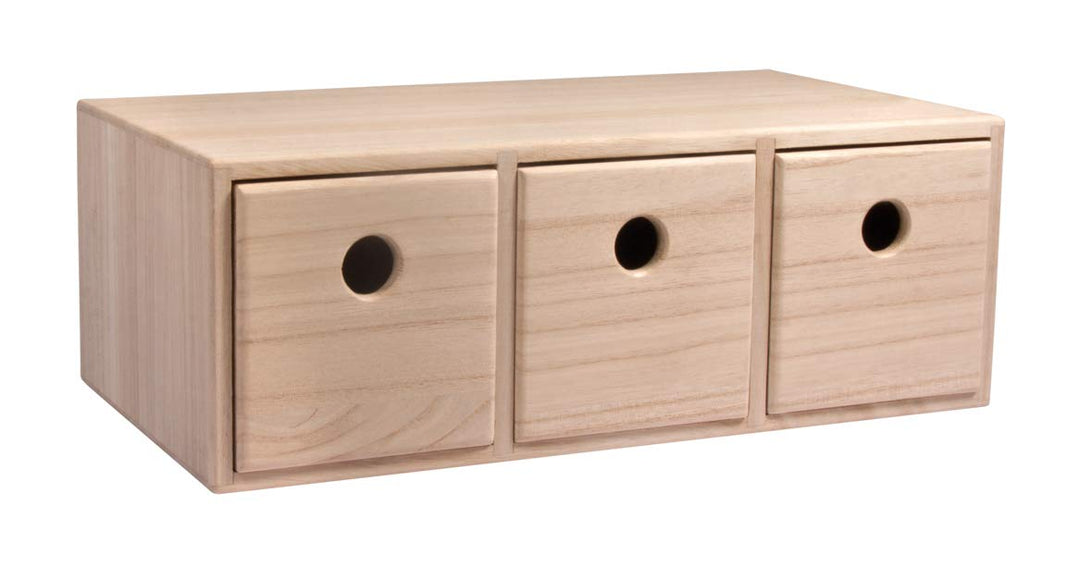 Rayher 62909505 Holzkommode mit 3 Schubladen, FSC 100%, natur, 32x18x11.5 cm, 32x18x11.5 cm