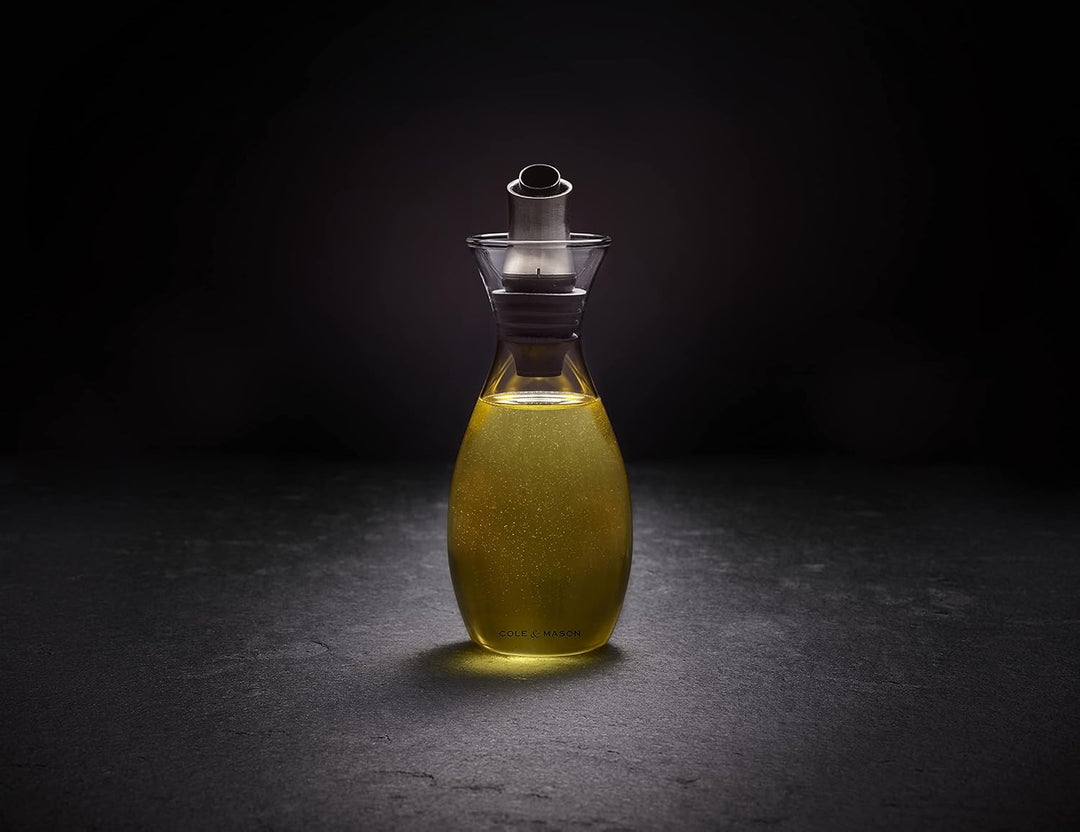 Cole & Mason H103029 Haverhill Essig und Ölflasche mit ausgiesser, 240ml, Olivenöl, Glasflasche für