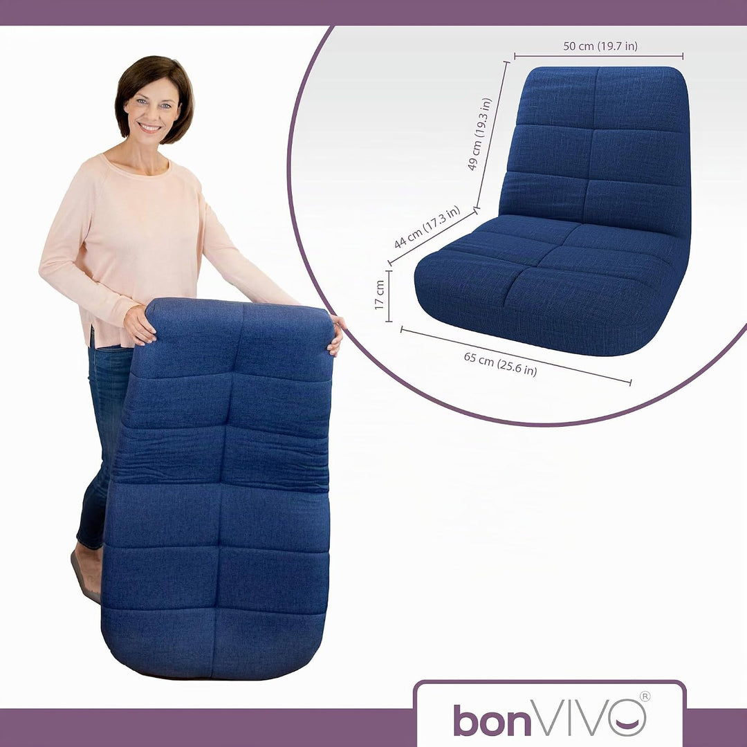 bonVIVO Easy Lounge Bodenstuhl mit Rückenlehne - Faltbarer Bodensessel, Gepolstert &amp; Verstellbar - M