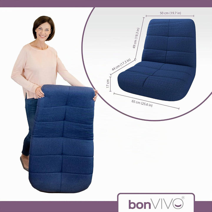 bonVIVO Easy Lounge Bodenstuhl mit Rückenlehne - Faltbarer Bodensessel, Gepolstert &amp; Verstellbar - M