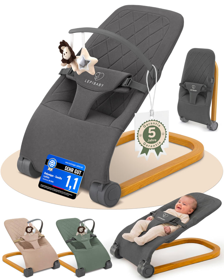SamiBu Babywippe Faltbar &amp; Verstellbar | Baby Wippe Neugeborenen | Bouncer Newborn mit Spielbogen |