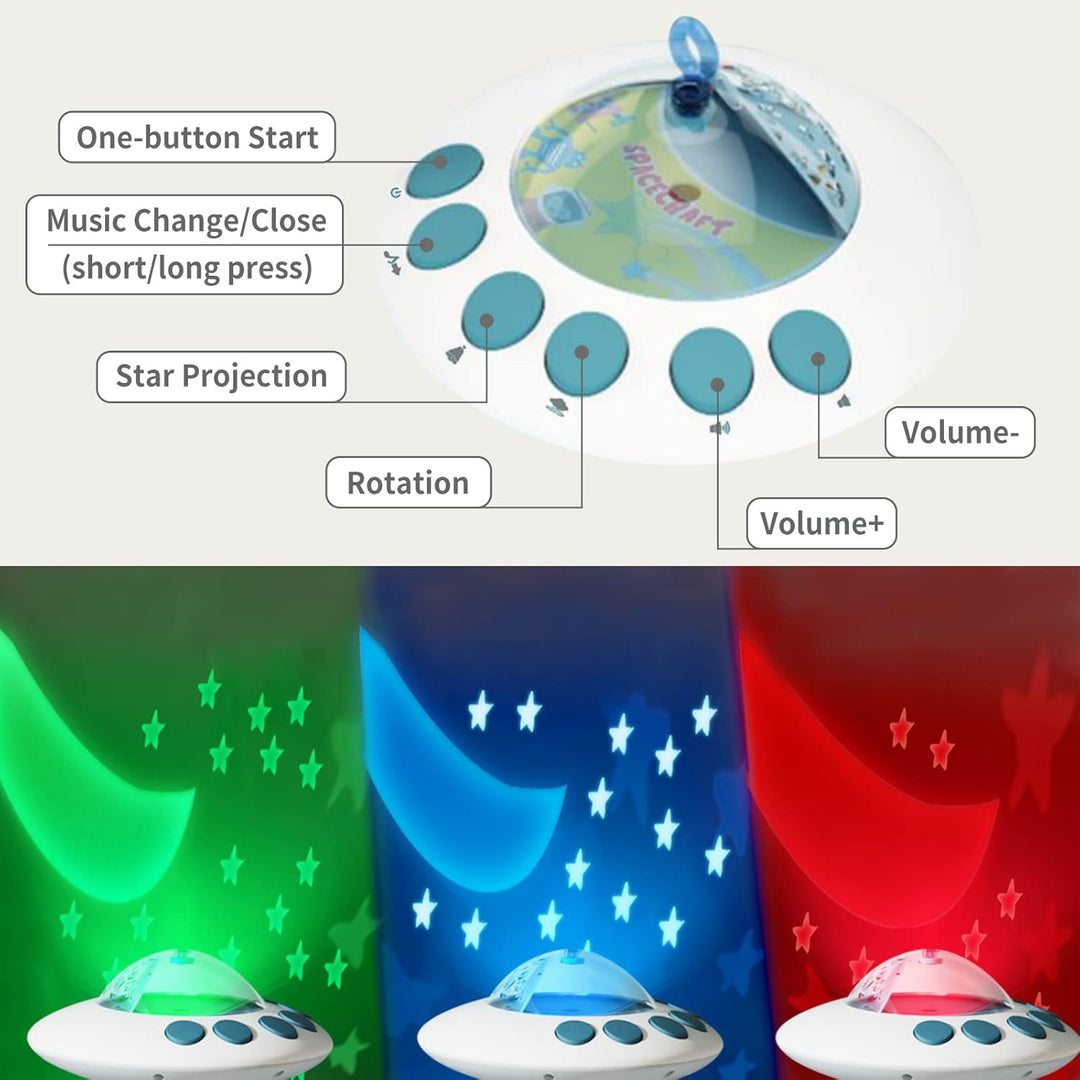 Eners Baby Mobile Babybett mit Musik und Lichtern, Bett Mädchen Junge mit Fernbedienung, Spieluhr，St