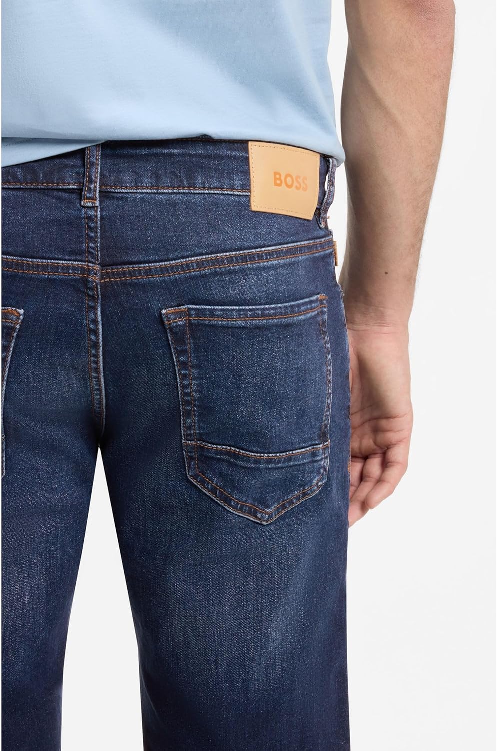 BOSS Herren Maine BC-L-C Blaue Regular-Fit Jeans aus schwerem Denim 33W / 32L Dunkelblau407, 33W / 3