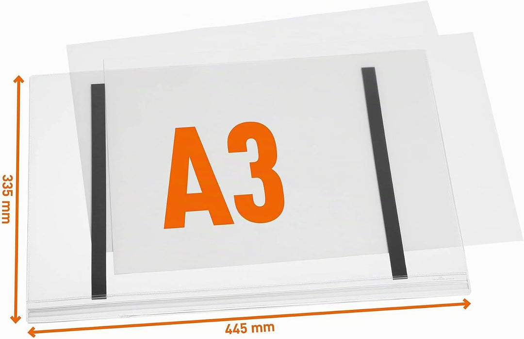 Durable 501919 Plakattasche wasserdicht A3 magnetisch, Beutel à 5 Stück, transparent, A3 magnetisch