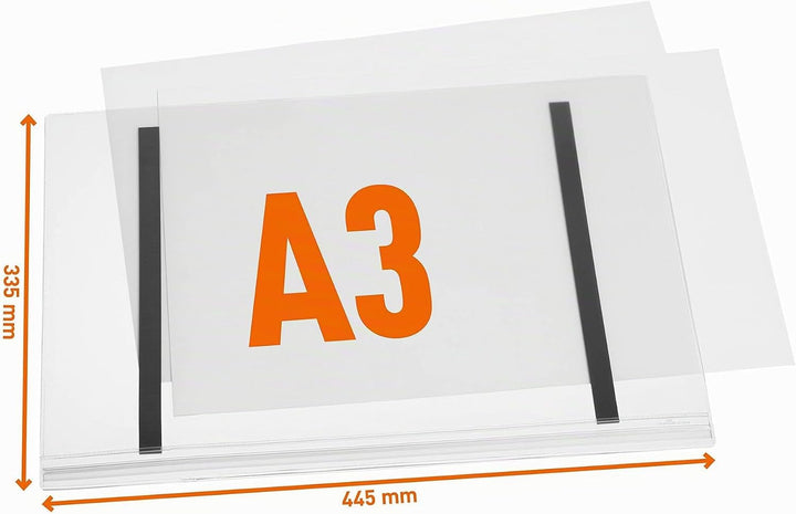 Durable 501919 Plakattasche wasserdicht A3 magnetisch, Beutel à 5 Stück, transparent, A3 magnetisch