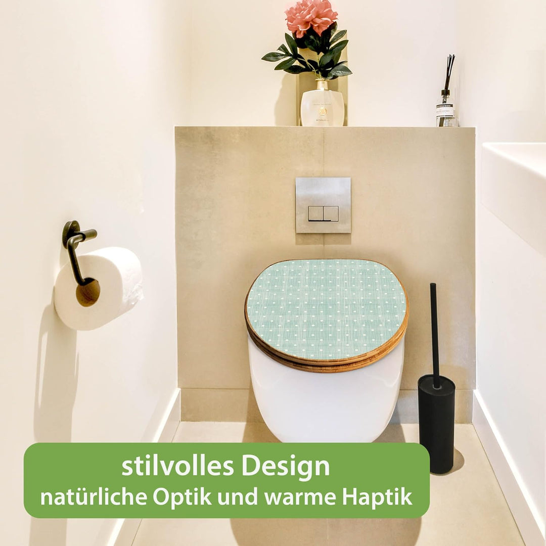 banjado Design WC Sitz Bambus Absenkautomatik 45,8x37,5cm - Toilettendeckel mit Absenkautomatik Holz