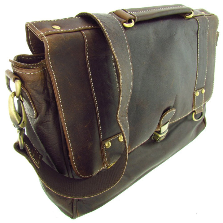 Messenger Aktentasche Wasserbüffel Leder Bag in 3 Grössen Natural Leder Tasche mit Schloss 40,0 x 30
