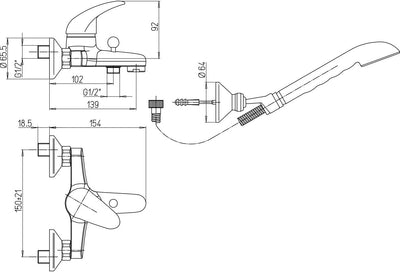 Paini MIA105 Bad Mischbatterie Badewanne Einzelbett Wanne, Einzelbett Wanne