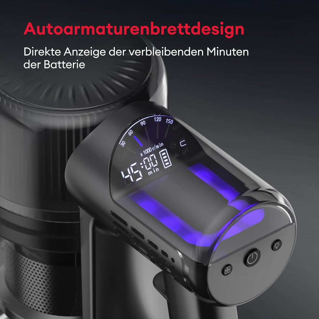Ultenic U12 Vesla Akku Staubsauger 45000Pa, Tech Green Eye™, Verbesserte Anti-Tangle-Bürste, Staubsa