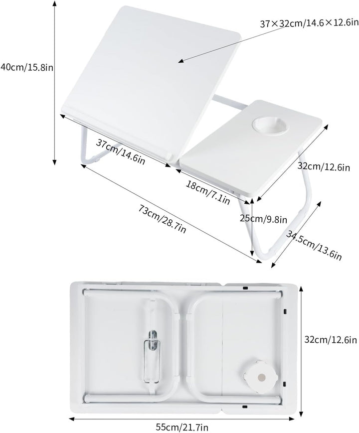 Klappbarer Laptoptisch Höhenverstellbar Lapdesk Notebooktisch mit Neigung Getränkehalter Laptop Tisc