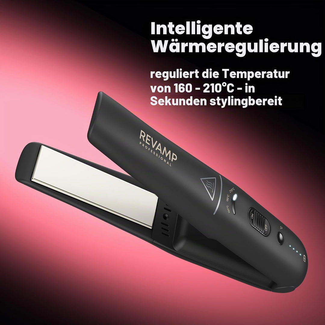 REVAMP Progloss Liberate kleines kabelloses Keramik-Glätteisen - Kompakter, leichter, tragbarer Haar