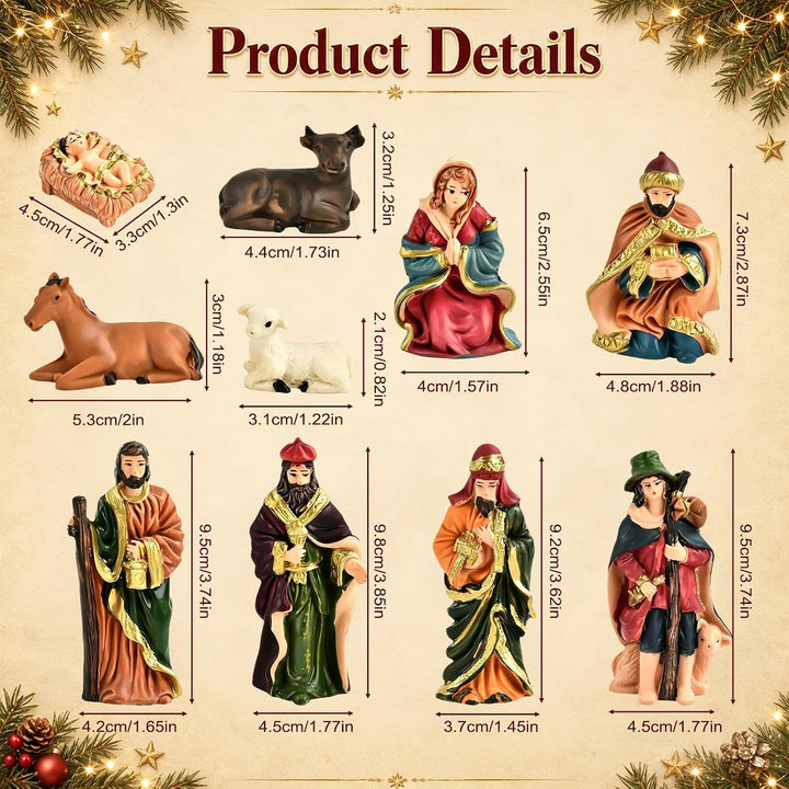Weihnachtskrippe Figuren 10 Stück Mini Krippenfiguren Set